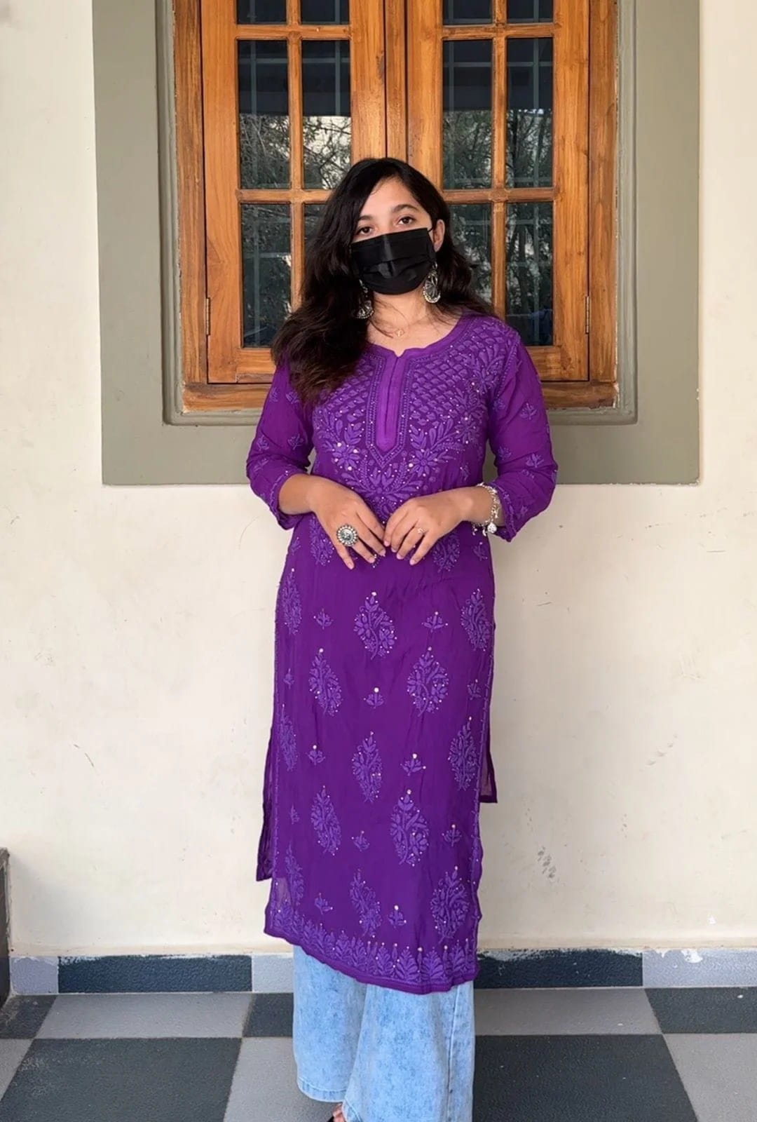 Premium Viscose Ghass Patti Kurti Set