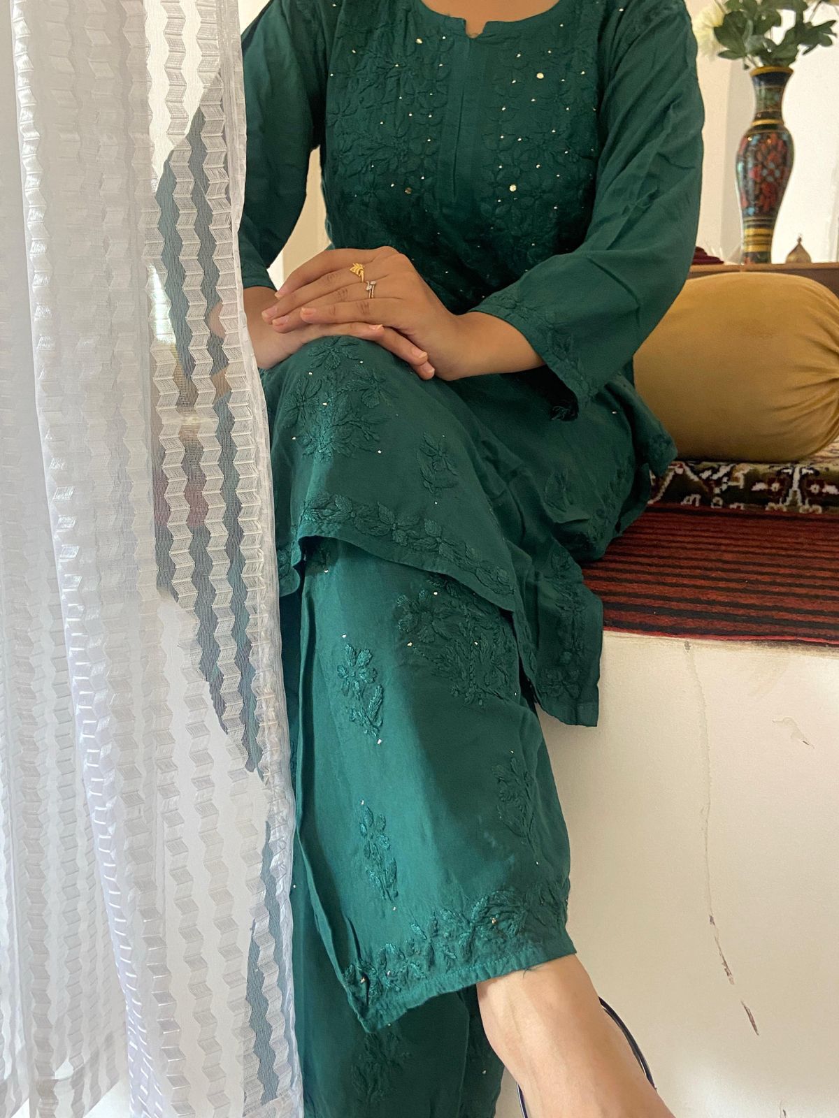 Premium Viscose Ghass Patti Kurti Set
